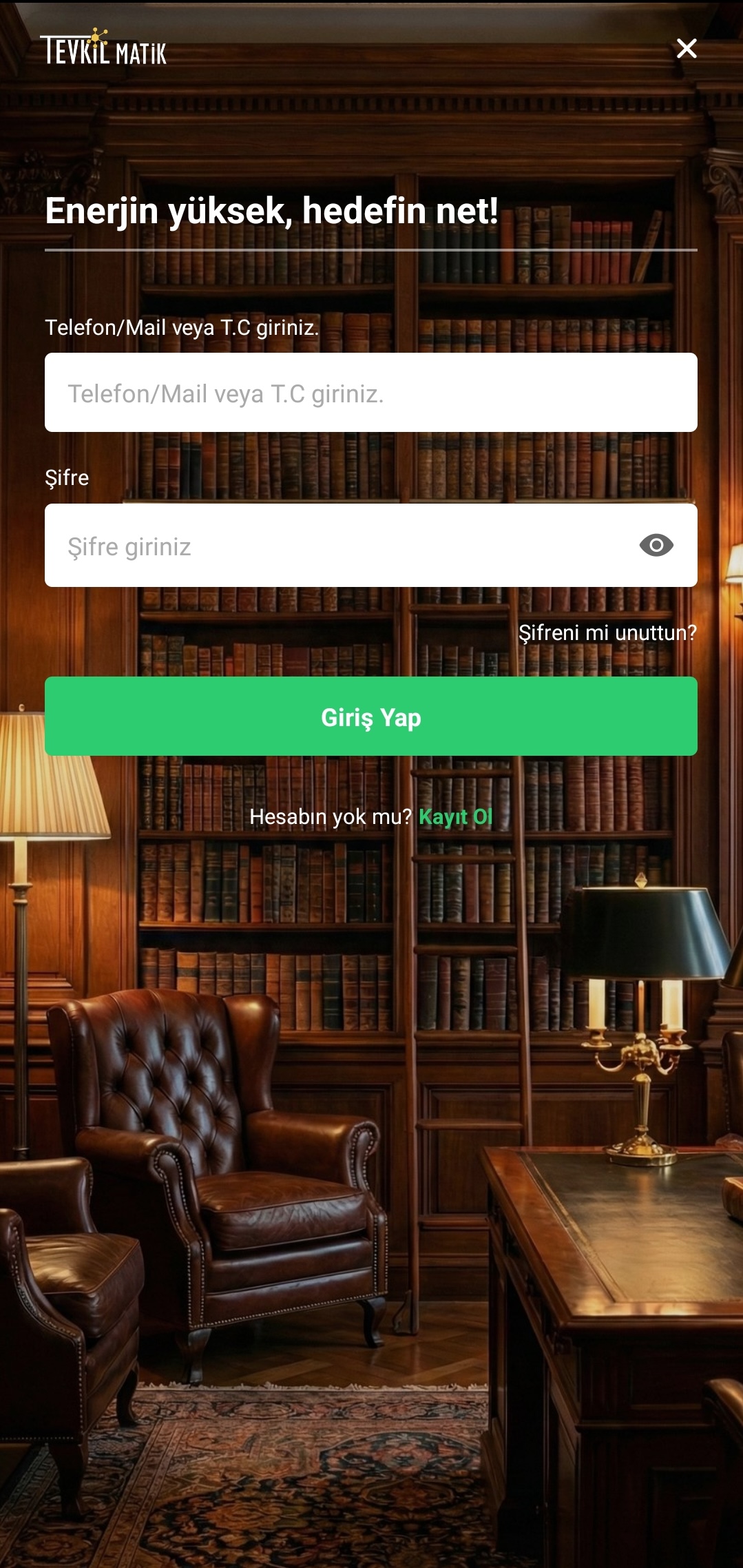 TevkilMatik Giriş Ekranı